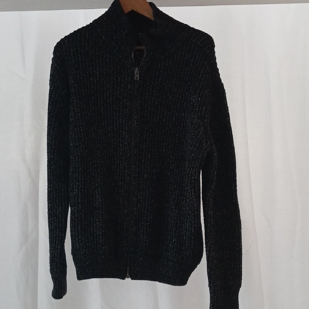 Roots Men's Black Textured Zip-Up Sweater